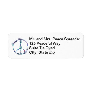 Cool Funky Modern Peace Sign-Adresetiketten Etiket