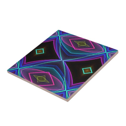 Cool Funky Neon Fluorescent Colour Pattern Tegeltje (Zijkant)