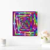 Cool Funky Rainbow Maze Rolling Marbles Design Vierkante Klok (Huis)