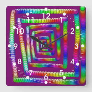 Cool Funky Rainbow Maze Rolling Marbles Design Vierkante Klok