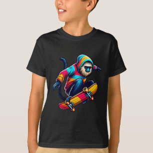 Cool Funky Tamarin Aap Skateboarden Illustratie T-shirt