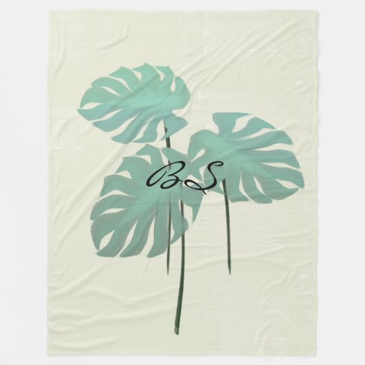 Cool Funky Tropical Leaf Initialen Deken toevoegen (Voorkant)