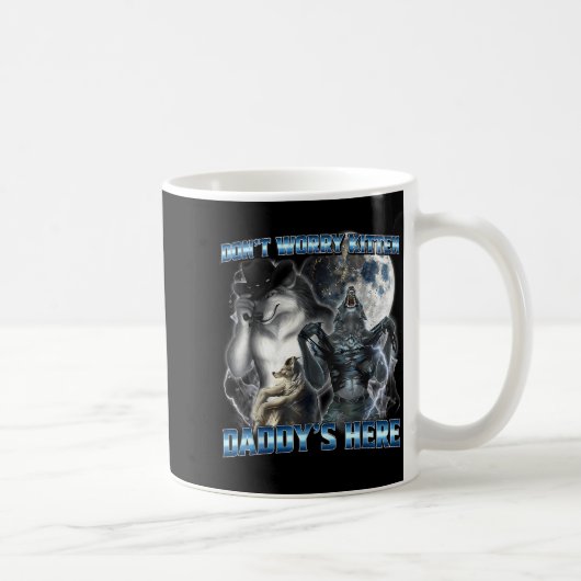 Cool Funny Alpha Wolf Meme Don't Worry Kitten Dadd Koffiemok (Rechts)