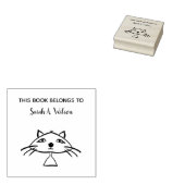 Cool Funny Art Cat Book Belangen Gepersonaliseerd Rubberstempel (Gestempeld)