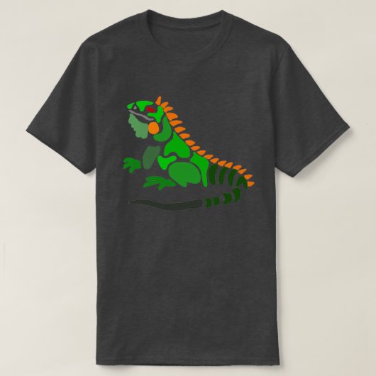 Cool Funny Artsy Green Iguana Abstracte Art T-shirt (Design voorkant)