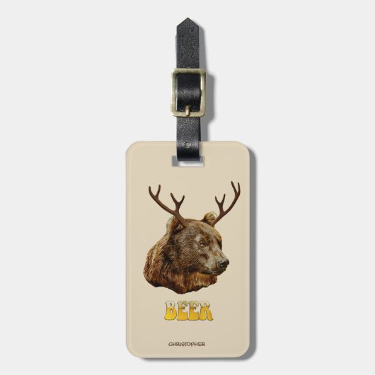 Cool Funny Beer Deer Beer met brillenglazen Bagagelabel (Voorkant verticaal)
