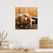 Cool Funny Cat Slaping and Napping Clock Poster (Keuken)
