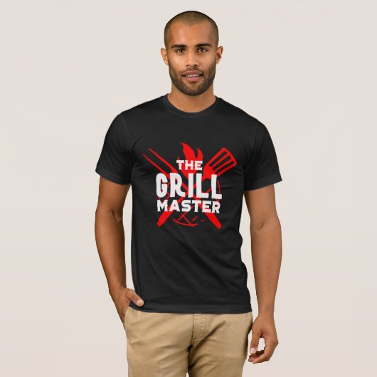 Cool Funny Grill Master BBQ Lover Black T-shirt (Voorkant volledig)