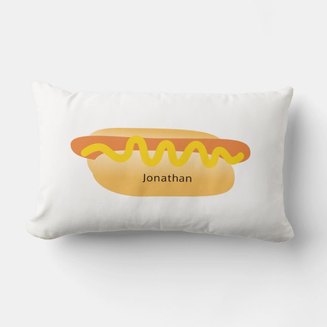 Cool Funny Hot Dog White Novelty Aangepaste naam Kussen (Voorkant)