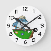 Cool Funny Man Cave Pool Shark Rebel Wall Clocks Ronde Klok (Voorkant)