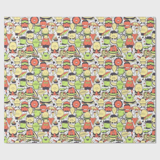 Cool Funny Monsters Cadeaupapier (Vlak)