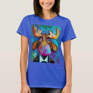 Cool Funny Moose Face kubisme Design T-shirt