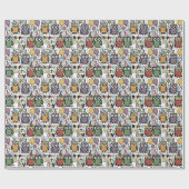 Cool Funny Owl Happy Birthday Abstract Cadeaupapier (Vlak)