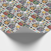 Cool Funny Owl Happy Birthday Abstract Cadeaupapier (Hoek)