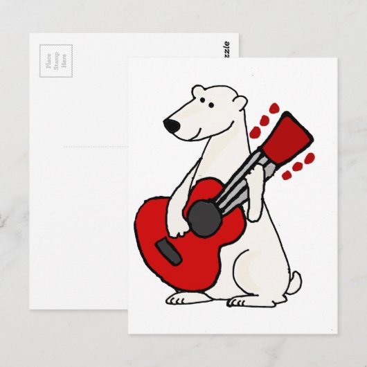 Cool Funny Polar Beer die gitaar speelt Briefkaart (Voorkant / Achterkant)