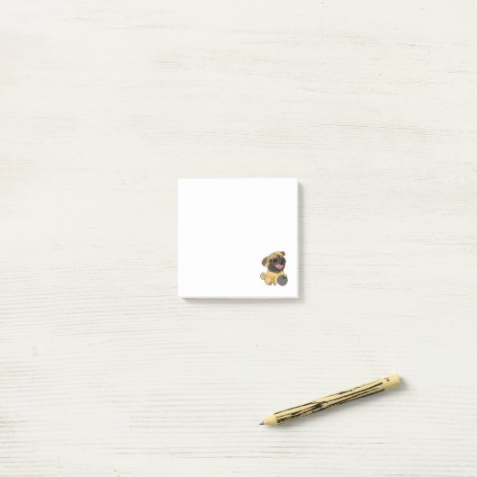 Cool Funny Pug Dog Bowling Cartoon Post-it® Notes (Op bureau)