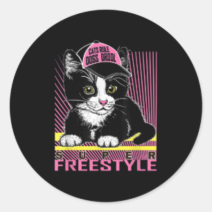 Cool Funny Sarcastic Cats Meme Quotes Cartoon Grap Ronde Sticker