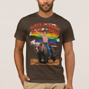 Cool Funny Save a Horse Ride a Bear Gay Bear Pride T-shirt