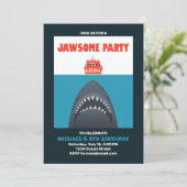 Cool Funny Shark Birthday Invitation Kaart (Staand voorkant)