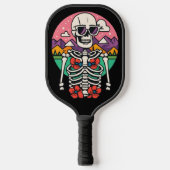 Cool Funny Skeleton en Sunrise Retro Pickleball Paddle (Voorkant)