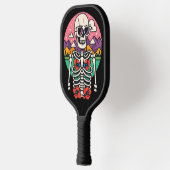 Cool Funny Skeleton en Sunrise Retro Pickleball Paddle (Links)