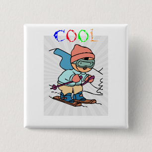 Cool Funny Skier   design voor skiën   skiën grapp Vierkante Button 5,1 Cm