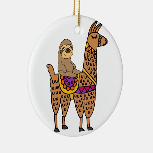 Cool Funny Sloth Riding Llama Keramisch Ornament (Rechts)