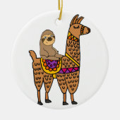 Cool Funny Sloth Riding Llama Keramisch Ornament (Voorkant)