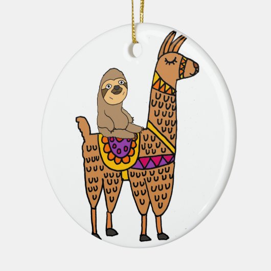 Cool Funny Sloth Riding Llama Keramisch Ornament (Links)