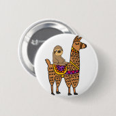 Cool Funny Sloth Riding Llama Ronde Button 5,7 Cm (Voorkant /achterkant)