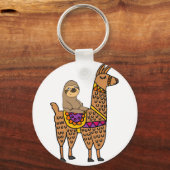 Cool Funny Sloth Riding Llama Sleutelhanger (Voorkant)