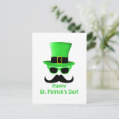 Cool Funny St. Patrick's Day Mustache Top hat Man Briefkaart (Staand voorkant)