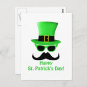 Cool Funny St. Patrick's Day Mustache Top hat Man Briefkaart (Voorkant / Achterkant)