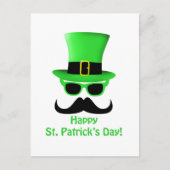 Cool Funny St. Patrick's Day Mustache Top hat Man Briefkaart (Voorkant)