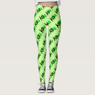 Cool Funny St. Patrick's Day Mustache Top hat Man Leggings