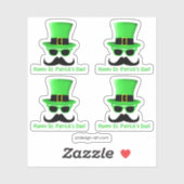 Cool Funny St. Patrick's Day Mustache Top hat Man Sticker (Vel)