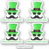 Cool Funny St. Patrick's Day Mustache Top hat Man Sticker (Voorkant)