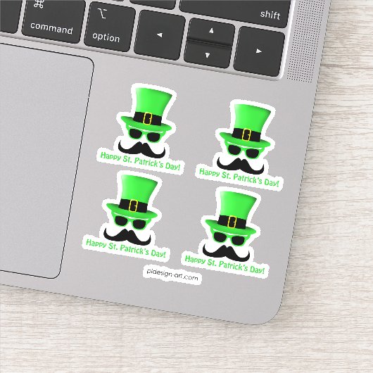 Cool Funny St. Patrick's Day Mustache Top hat Man Sticker (Detail)
