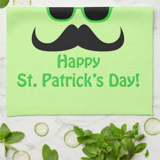 Cool Funny St. Patrick's Day Mustache Top hat Man Theedoek (Gevouwen)