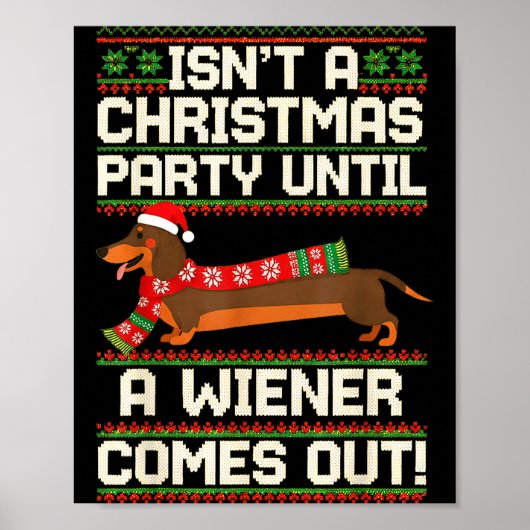 Cool Funny Wiener Dog Christmas Dachshund Holiday  Poster (Voorkant)
