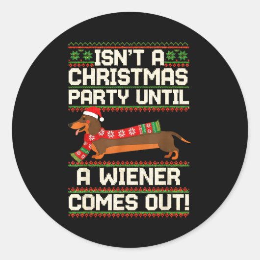 Cool Funny Wiener Dog Christmas Dachshund Holiday  Ronde Sticker (Voorkant)