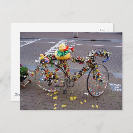 Cool Funny Yellow Duck Bicycle in Amsterdam Briefkaart (Voorkant / Achterkant)