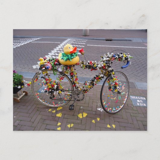 Cool Funny Yellow Duck Bicycle in Amsterdam Briefkaart (Voorkant)