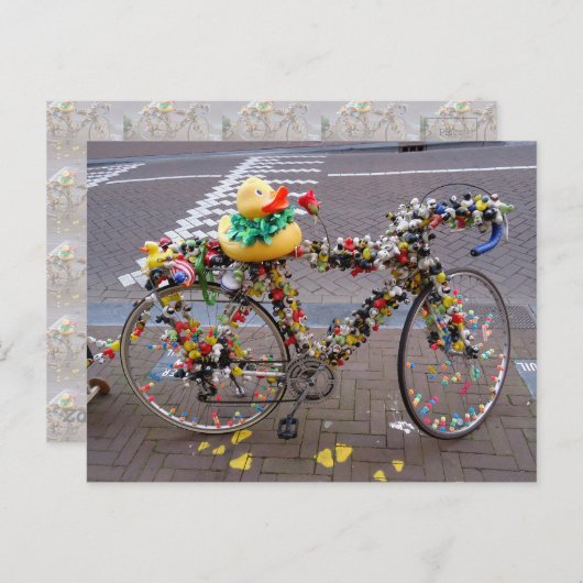 Cool Funny Yellow Duck Bicycle in Amsterdam Briefkaart (Voorkant / Achterkant)