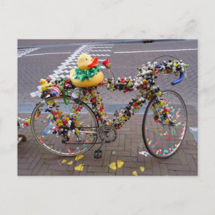 Cool Funny Yellow Duck Bicycle in Amsterdam Briefkaart