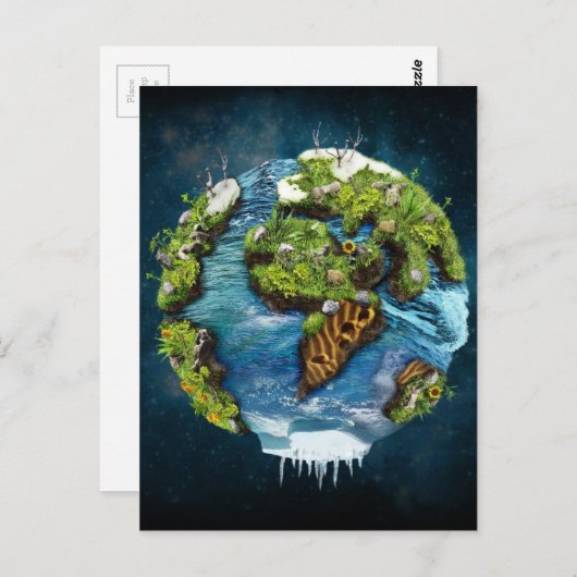 Cool Future Planet Earth Wereldbol Design Briefkaart (Voorkant / Achterkant)