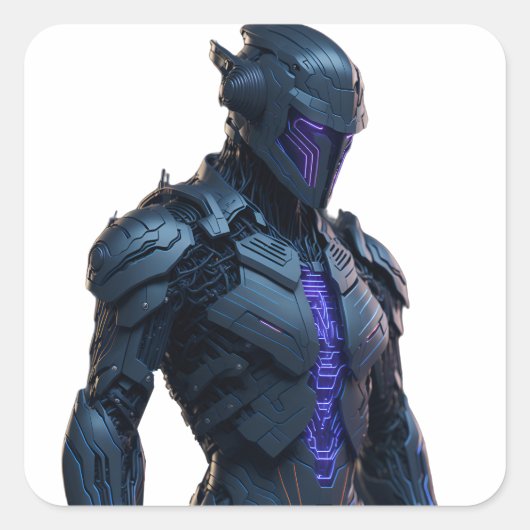 Cool futuristisch robotontwerp van hoge kwaliteit vierkante sticker (Voorkant)