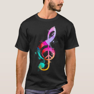 Cool G Clef Muzikale Nota Vredesbord Hippie 60s T-shirt