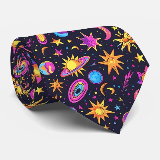 Cool galaxy disco tegelpatroon stropdas (Opgerold)