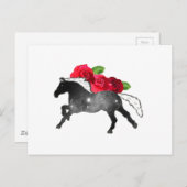 Cool Galazy Horse Black + White Nebula met Rozen Briefkaart (Voorkant / Achterkant)